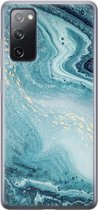 Leuke Telefoonhoesjes - Hoesje geschikt voor Samsung Galaxy S20 FE - Marmer blauw - Soft case - TPU - Marmer - Blauw
