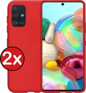 Samsung A71 Hoesje - Samsung Galaxy A71 Hoes Siliconen Case Hoes Cover - Rood - 2 PACK