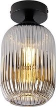 QAZQA banci - Art Deco Plafondlamp - 1 lichts - Ø 140 mm - Zwart - Woonkamer | Slaapkamer | Keuken