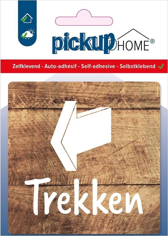 Pickup Trekken hout - 90x90 mm Pictogram Route Acryl