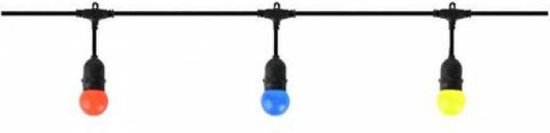 Prikkabel - Lichtsnoer - E27 Fitting - 10 Lampen - 10 Meter - 750W - Zwart