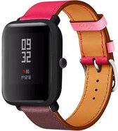 Leer Smartwatch bandje - Geschikt voor  Xiaomi Amazfit Bip leren bandje - knalroze/roodbruin - Horlogeband / Polsband / Armband