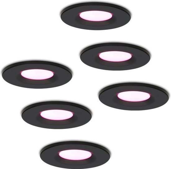 Homeylux® Smart Wifi LED spots encastrés 6 pièces dimmable RGBWW noir  Venezia 6 Watt... | bol.com