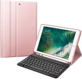 AZERTY - Fin Toetsenbord hoes voor iPad 9.7 2018 (6e generatie), Soft TPU achterkant behuizing keyboard case met ingebouwde pencilhouder, magnetisch afneembaar AZERTY Bluetooth toetsenbord, r