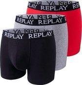 Replay - Heren Onderbroeken 3-Pack Basic Boxers - Rood/Grijs/Zwart - Maat L