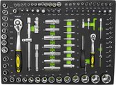 JBM Tools | Eva tray met 108 stuks hex. doppen (spiegel afwerking)