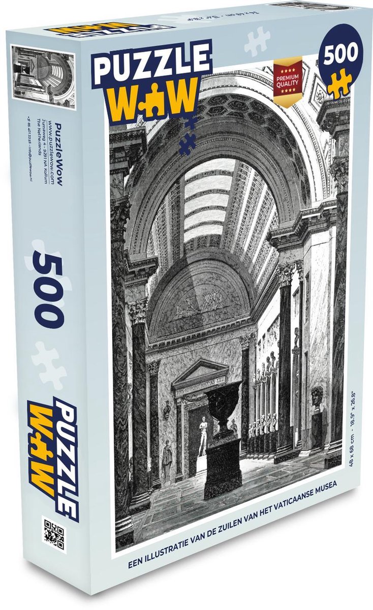 Afbeelding van product Puzzel 500 stukjes Vaticaanse Musea illustratie - Een illustratie van de zuilen van het Vaticaanse Musea - PuzzleWow heeft +100000 puzzels