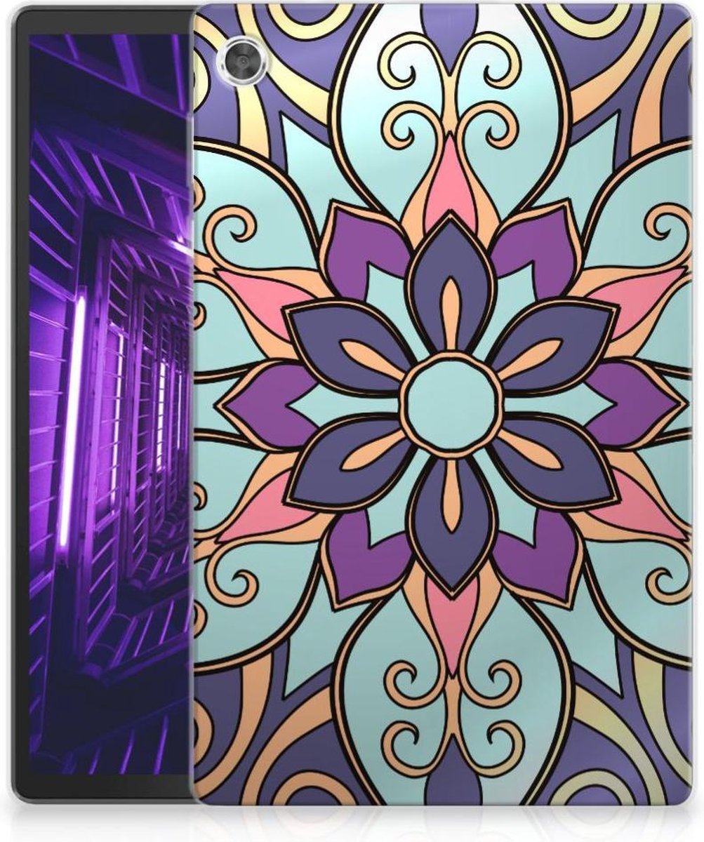 Back Cover voor Lenovo Tab M10 Plus Siliconen Hoesje Purple Flower