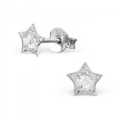 Aramat jewels ® - 925 sterling zilveren oorbellen ster glitter wit