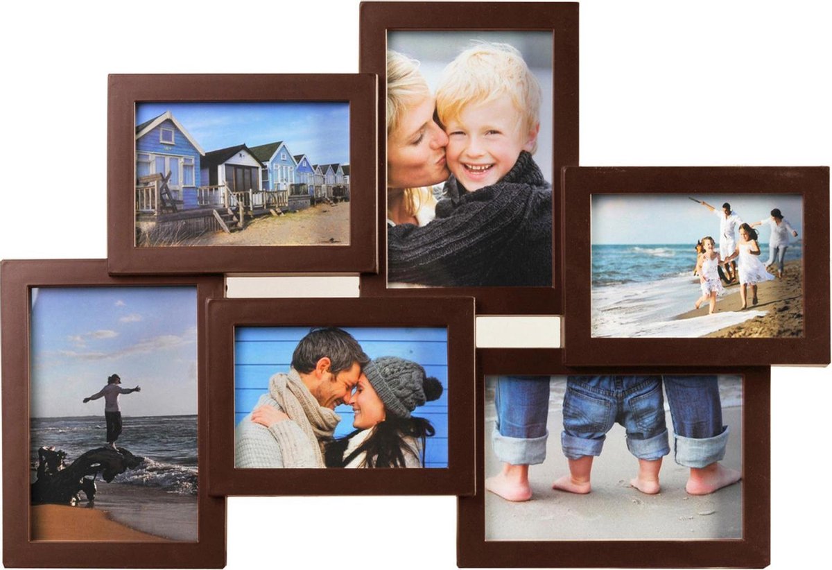 Henzo Fotolijst - Henzo - Holiday Gallery - Collagelijst voor 6 foto's - Fotomaat 10x15 cm - Donkerbruin Donkerbruin - 6 foto's