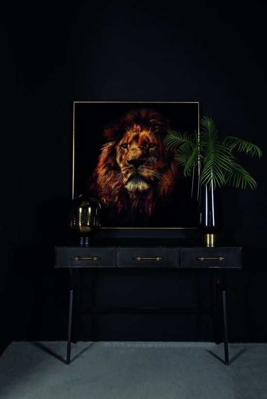 micro Ophef opslaan PTMD Melani Glass Art wand foto schilderij leeuw vierkant | bol.com