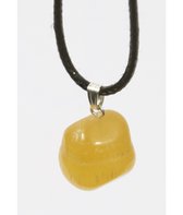 leren ketting met Calciet oranje druppelhanger