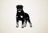 Wanddecoratie - Hond - Rottweiler 11 - L - 109x73cm - Zwart - muurdecoratie - Line Art