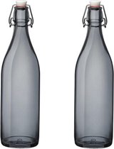 3x stuks grijze giara fles met beugeldop - Woondecoratie giara fles - Grijze weckflessen / Inhoud 1 liter