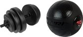 Tunturi - Fitness Set - Vinyl Halterset 15 kg  - Slam Ball 10 kg