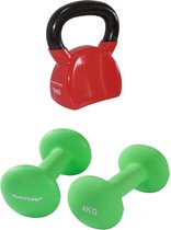Tunturi - Fitness Set - Neopreen Dumbbellset 2 x 4 kg - Kettlebell 10 kg