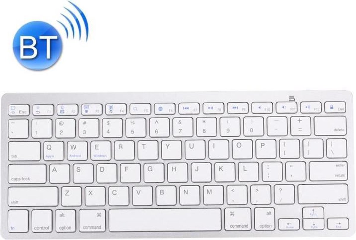 BK-3001 Bluetooth Draadloos 78 toetsen Ultradun toetsenbord voor Windows / iPad / iPhone (zilver)