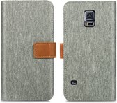 iMoshion Luxe Canvas Booktype Samsung Galaxy S5 (Plus) / Neo hoesje - Grijs