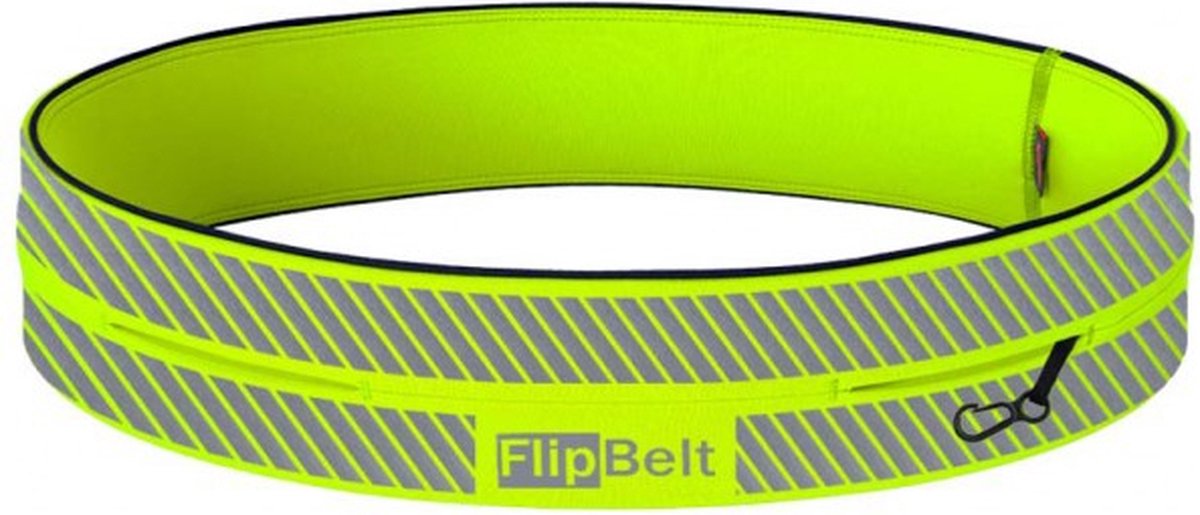 FlipBelt classic - Running belt - Hardloopriem voor Telefoon - Reflecterend - Neon Geel - Unisex - XL