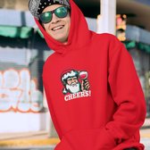 Foute Kerst Hoodie Rood Cheers - Maat XL - Kerstkleding voor dames & heren