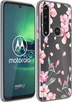 iMoshion Hoesje Geschikt voor Motorola Moto G8 Power Hoesje Siliconen - iMoshion Design hoesje - Roze / Transparant / Blossom Watercolor