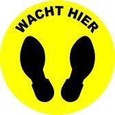 Wacht hier vloersticker, geel zwart, 10 stuks 300 mm