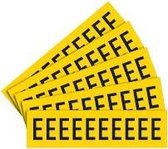 Letter stickers alfabet met laminaat - 5 x 10 stuks - geel zwart Letter E teksthoogte 40 mm