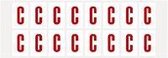 Letter stickers alfabet - 20 kaarten - rood wit teksthoogte 25 mm Letter C