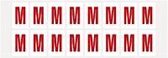Letter stickers alfabet - 20 kaarten - rood wit teksthoogte 25 mm Letter M