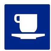 Cafetaria sticker, blauw wit 200 x 200 mm