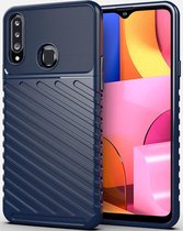 Samsung Galaxy A20s Hoesje Twill Thunder Texture Back Cover Blauw