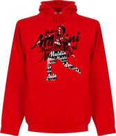 Paolo Maldini Milan Script Hoodie - Rood - S