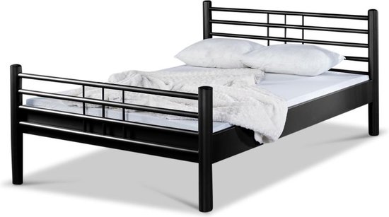 Bed Box Wonen - Lea metalen bed - Zwart - 90x220