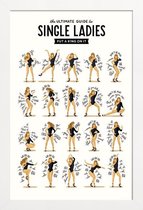 JUNIQE - Poster in houten lijst Single Ladies songtekst -30x45 /Bruin