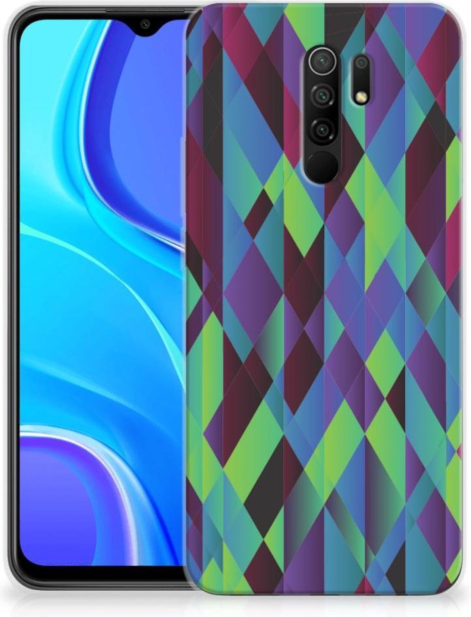 Xiaomi Redmi 9 TPU Hoesje Abstract Green Blue