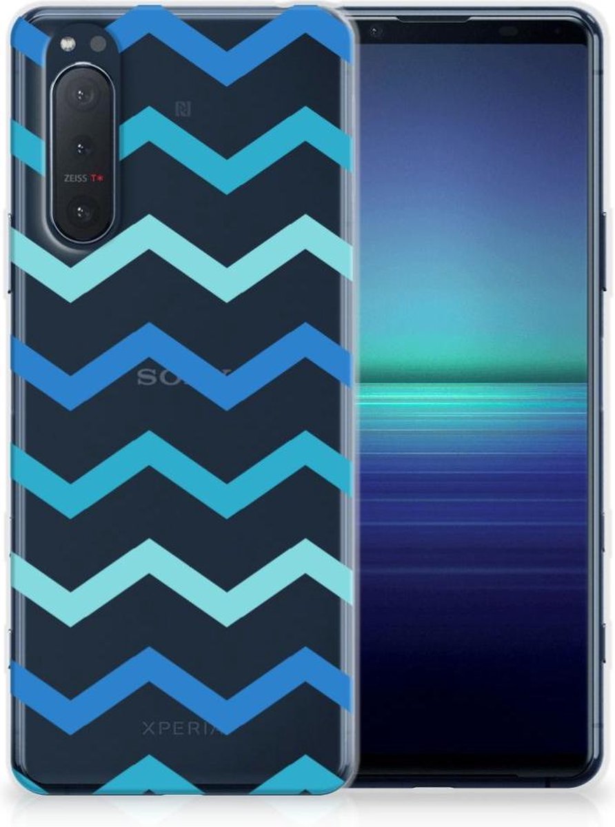 Sony Xperia 5II TPU bumper Zigzag Blauw