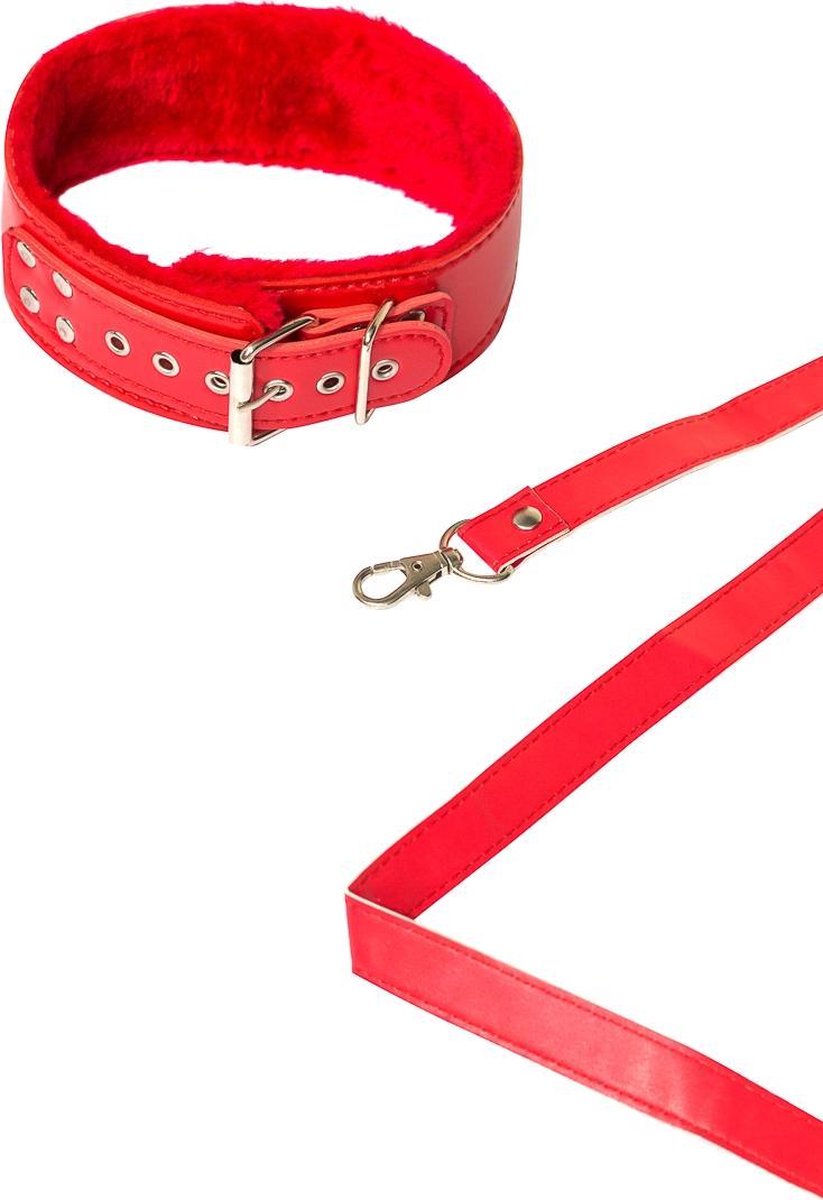 Goedkoopste Verstelbare Halsband Met Riem - Collar - BDSM - Bondage - Luxe Verpakking - Party Hard - Circus Rood