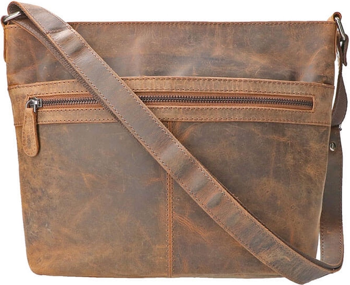 Leather Design Schoudertas Hunter Bruin