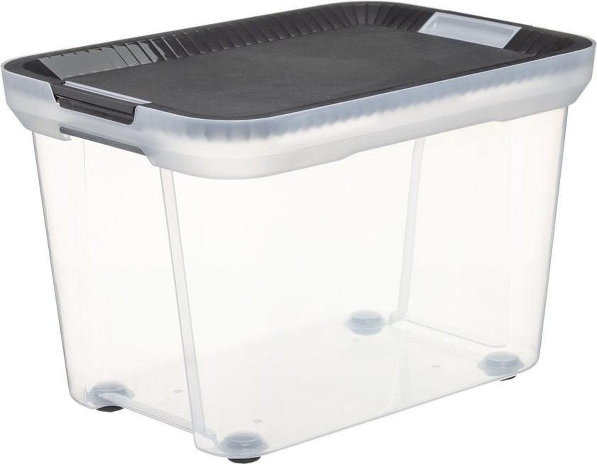 Five® Opbergbox stapelbaar sterke sluiting 50 liter - Transparant - Stapelbaar, Nestbaar, Met deksel - 50 liter - op wieltjes