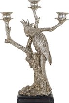 Kandelaar 3 armen zilver papegaai metaal (r-000SP39769)