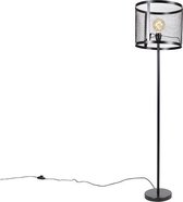 QAZQA cage_robusto - Industriele Vloerlamp | Staande Lamp - 1 lichts - H 140 cm - Zwart - Industrieel - Woonkamer | Slaapkamer | Keuken