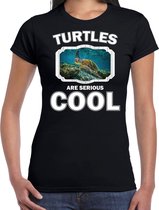 Dieren schildpadden t-shirt zwart dames - turtles are serious cool shirt - cadeau t-shirt zee schildpad/ schildpadden liefhebber XL