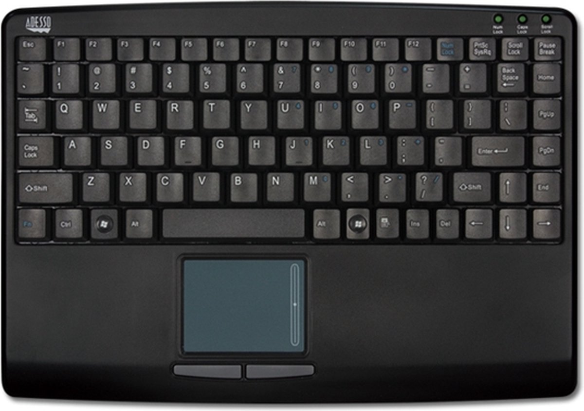 Adesso AKB--410UB mini toetsenbord - met touchpad - qwerty - USB aansluiting - 29,8 x 21 x 1,3 cm