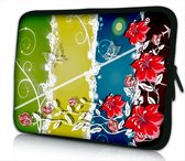 Sleevy 10 laptop/tablet hoes rode bloemen - tablet sleeve - sleeve - universeel