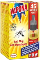 VAPONA Muggenbestrijding - Anti Mug Muggenstekker Navulling - 45 nachten - Wit