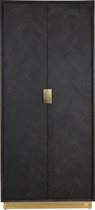Wandkast 2-deuren goud/zwart hout metaal hoog (r-000SP34017)