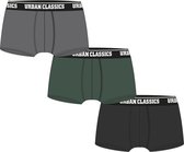 Urban Classics Boxershorts set -M- 3-Pack Grijs/Groen