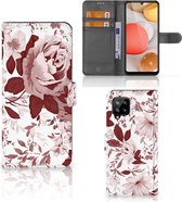 Bookcase Geschikt voor Samsung Galaxy A42 5G GSM Hoesje Watercolor Flowers