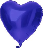 Folieballon hart mat blauw (45cm)