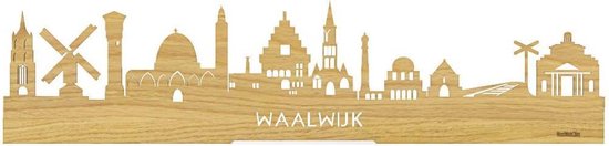 Standing Skyline Waalwijk Eikenhout - 60 cm - Woondecoratie design - Decoratie om neer te zetten en om op te hangen - Meer steden beschikbaar - Cadeau voor hem - Cadeau voor haar - Jubileum - Verjaardag - Housewarming - Interieur - WoodWideCities